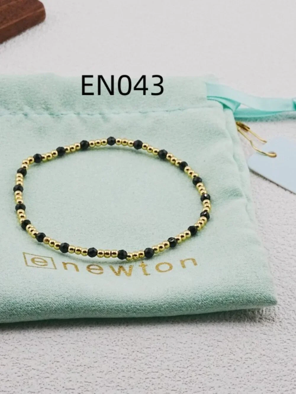 Enewton Black Crystal Glass & Gold Bead Bracelet